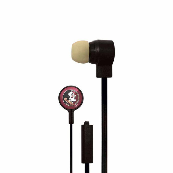 Florida State Seminoles Big Logo Earbud Headphones with Microphone - 757 Sports Collectibles