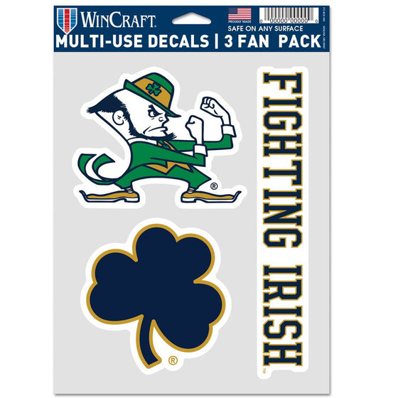 Notre Dame Fighting Irish Decal Multi Use Fan 3 Pack Special Order - 757 Sports Collectibles