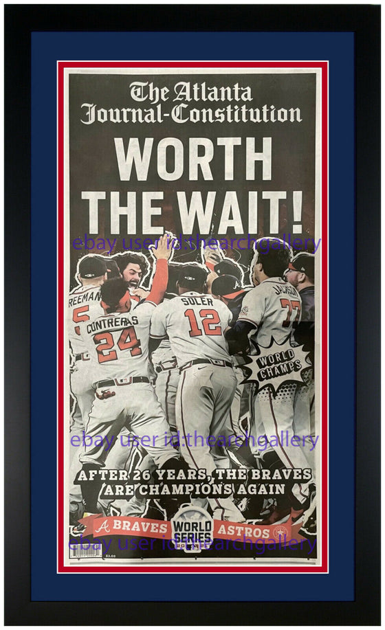 2021 World Series Champions Atlanta Braves ORIGINAL Newspaper Matted & Framed!🏆 - 757 Sports Collectibles