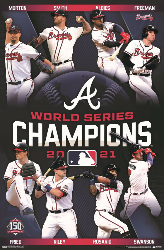 Atlanta Braves 2021 WORLD SERIES CHAMPIONS 8-Player Commemorative 22x34 POSTER - 757 Sports Collectibles