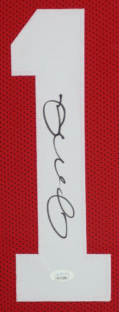 Joe Montana Autographed & Framed Red 49ers Jersey Auto JSA COA - 757 Sports Collectibles