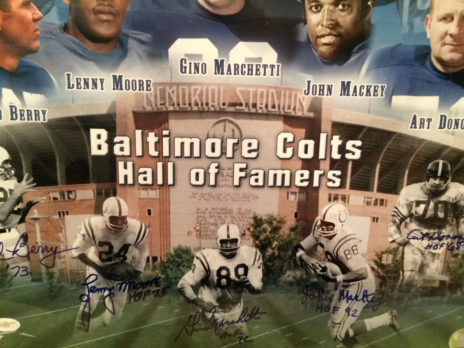 Colts Hall Of Fame Framed 16x20 Photo JSA Moore Berry Marchetti Donovan Mackey