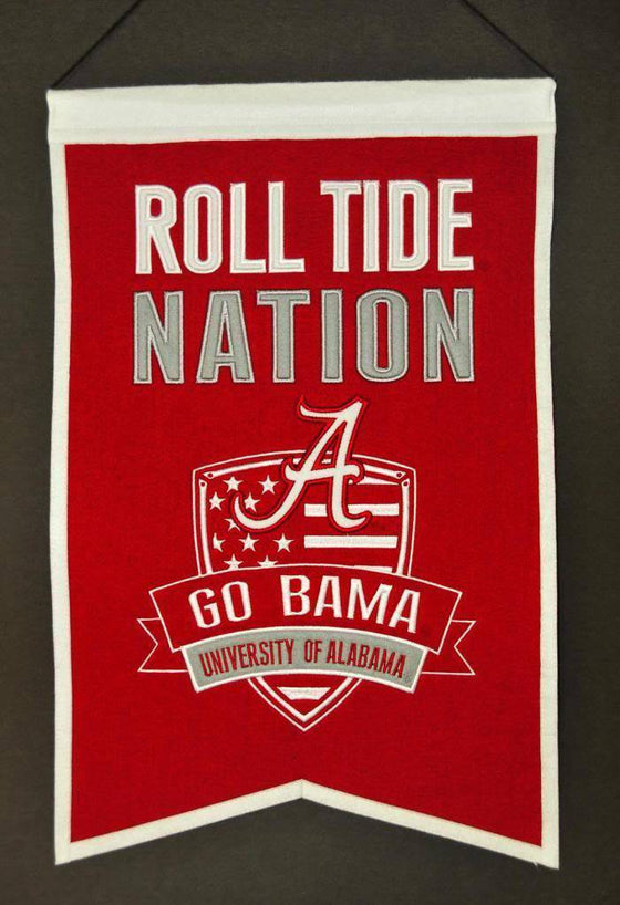 NCAA Alabama Crimson Tide Roll Tide Banner 14"x22" Wool Embroidered - 757 Sports Collectibles