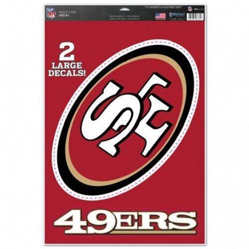 San Francisco 49ers Multi Use Large Decals (2 Pack) Indoor/Outdoor Repositionable - 757 Sports Collectibles