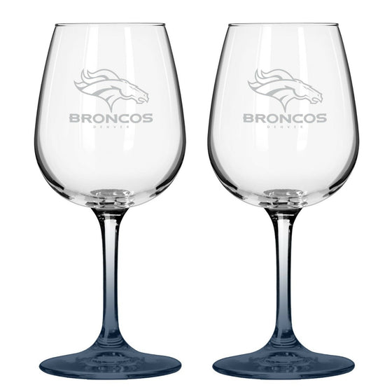 Boelter Brands 12oz Color Stem Wine Glass - PICK YOUR TEAM - FREE SHIP (Denver Broncos)