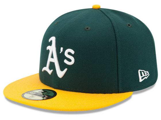 New Era Oakland Athletics HOME 59Fifty Fitted Hat (Green/Yellow) MLB Cap - 757 Sports Collectibles