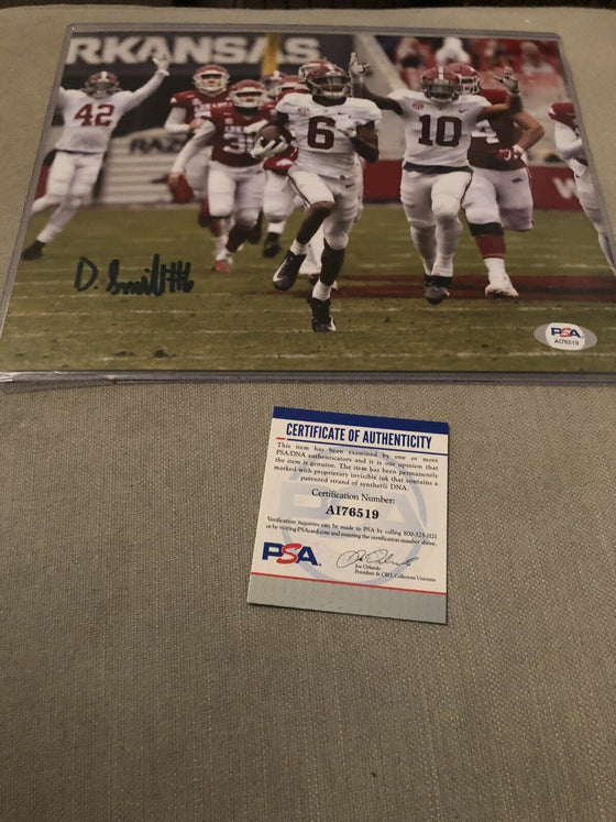 Autographed Signed Davonta Smith 8x10 Photo Scoring Touchdown Alabama Crimson Tide PSA Signed - 757 Sports Collectibles