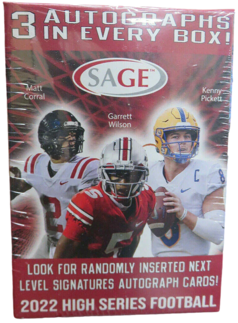 Sage 2022 High Series Football Blaster Box - 63 Trading Card Box - 50 Base - 3 Autos - 10 Exclusive Parallels - 757 Sports Collectibles