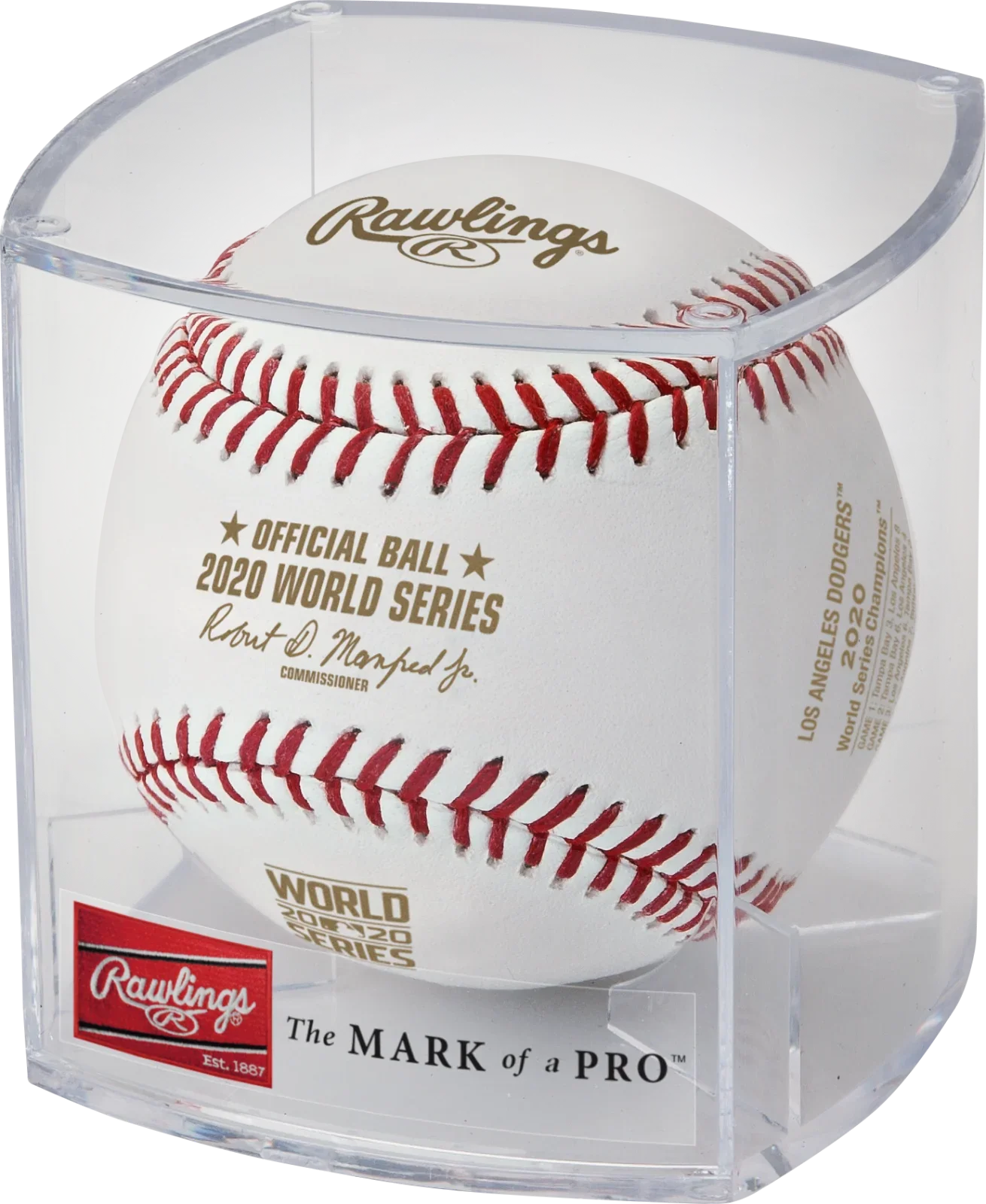 2020 World Series Champions Los Angeles Dodgers Baseball in Display Cube