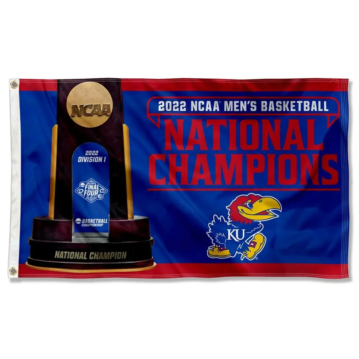 Kansas KU Jayhawks 2022 Basketball National Champions Large Outdoor Flag - 757 Sports Collectibles