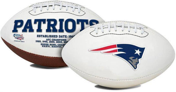 New England Patriots Embroidered Logo White Signature Series Football - 757 Sports Collectibles