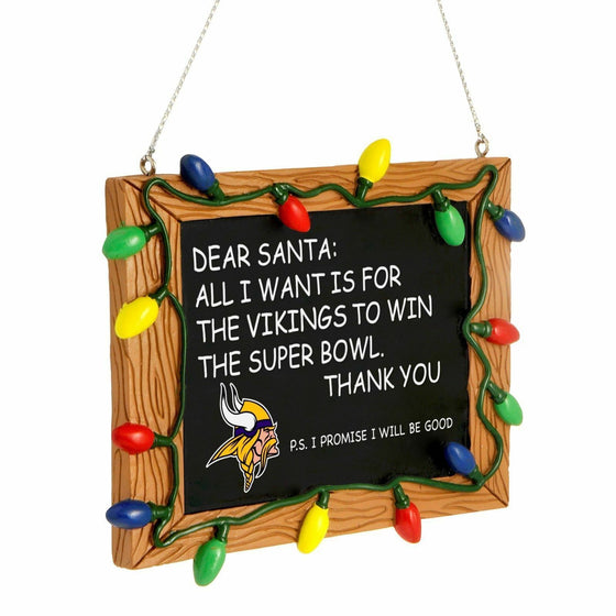 Forever Collectibles - NFL - Chalkboard Sign Christmas Ornament - Pick Your Team (Minnesota Vikings)