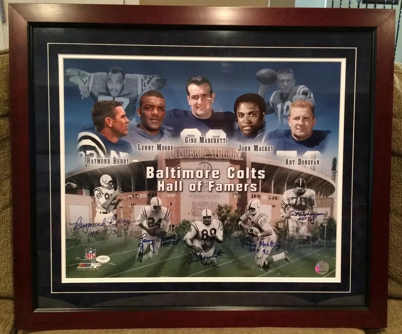 Colts Hall Of Fame Framed 16x20 Photo JSA Moore Berry Marchetti Donovan Mackey