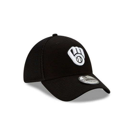 Milwaukee Brewers New Era "Black- White Neo" 39THIRTY Flex Hat - Black/White - 757 Sports Collectibles