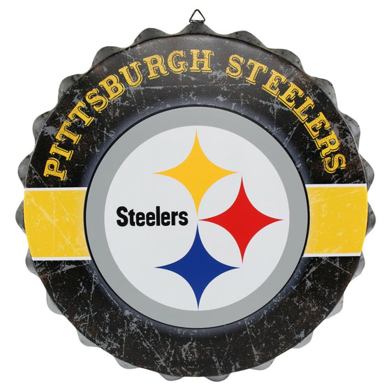 NFL Metal Distressed Bottle Cap Wall Sign-Pick Your Team- Free Shipping (Pittsburgh Steelers)