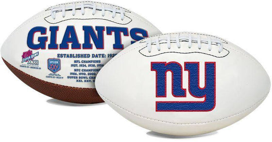 New York Giants Embroidered Logo White Signature Series Football - 757 Sports Collectibles