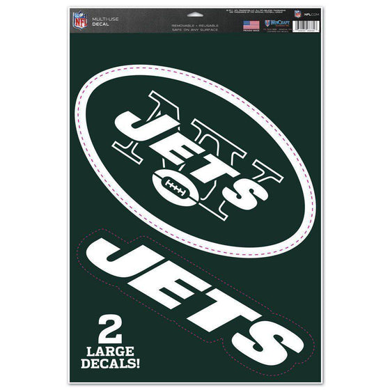New York Jets Multi Use Large Decals (2 Pack) Indoor/Outdoor Repositionable - 757 Sports Collectibles