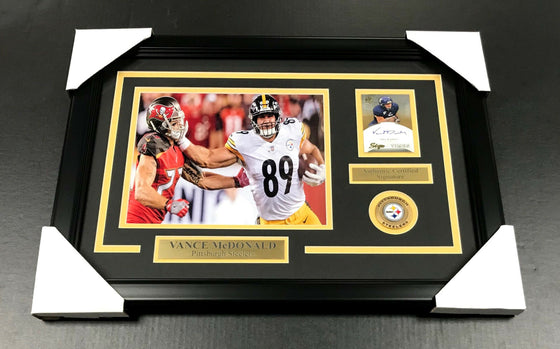 VANCE MCDONALD PITTSBURGH STEELERS AUTOGRAPHED CARD WITH 8X10 Photo Framed - 757 Sports Collectibles