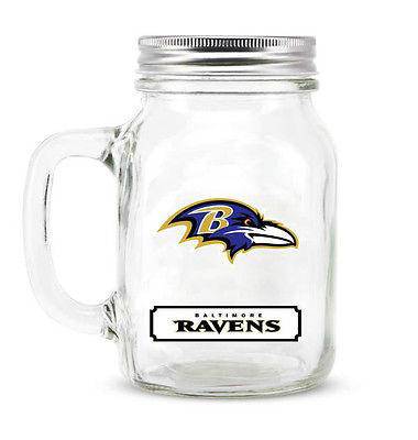 NFL Baltimore Ravens 20 oz Glass Mason Jar - 757 Sports Collectibles