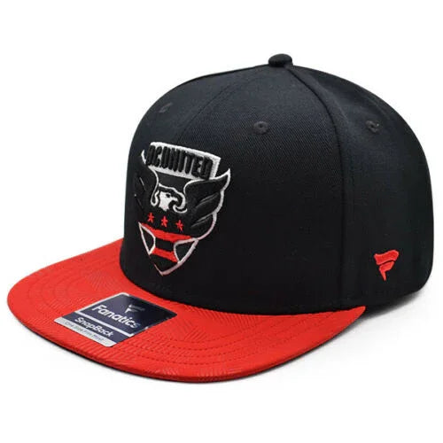 D.C. United Solid MLS ICONIC Snapback Adjustable Hat - Black/Red