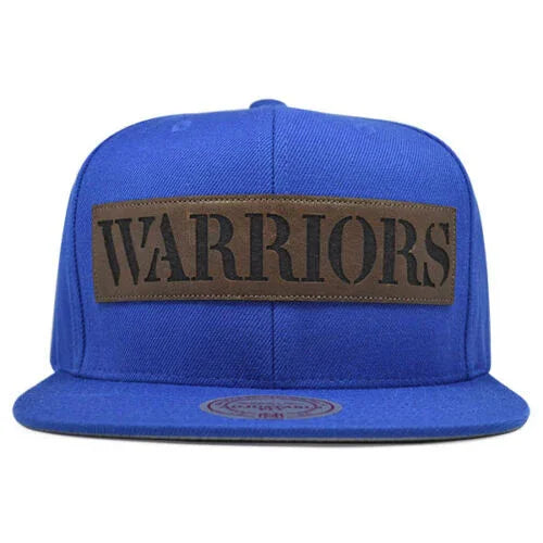 Golden State Warriors LASER CUT LEATHER Snapback Mitchell & Ness NBA Hat