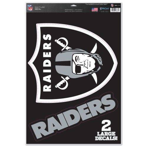 Oakland Las Vegas Raiders Multi Use Large Decals (2 Pack) Indoor/Outdoor Repositionable - 757 Sports Collectibles