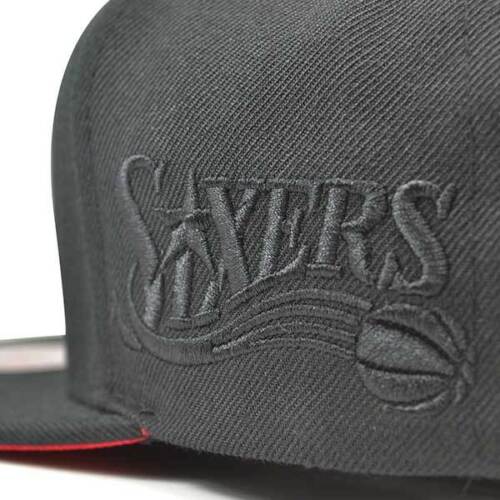 Philadelphia 76ers FIRST LETTER "S" Snapback Mitchell & Ness NBA Hat - Black