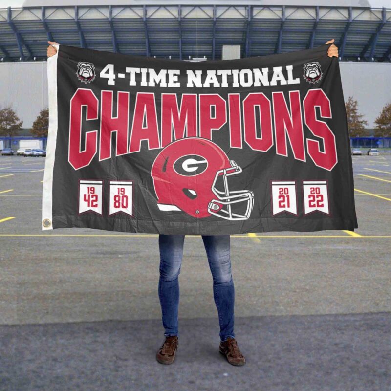 Georgia Bulldogs 2022 Four-Time College Football Champions 3x5 Flag - 757 Sports Collectibles