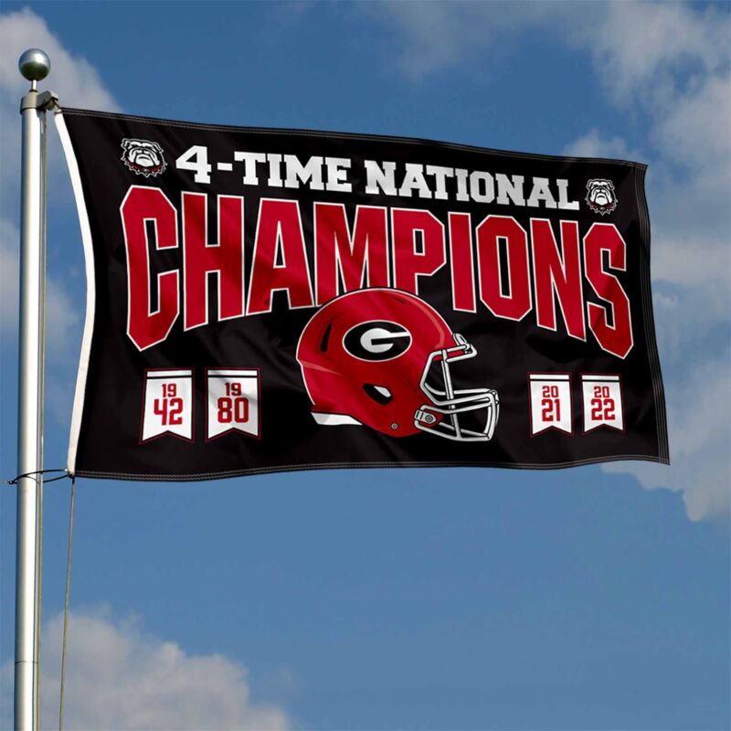 Georgia Bulldogs 2022 Four-Time College Football Champions 3x5 Flag - 757 Sports Collectibles