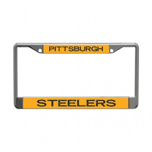 Pittsburgh Steelers GLITTER LETTERS Lic Plt Frame S/L Metallic