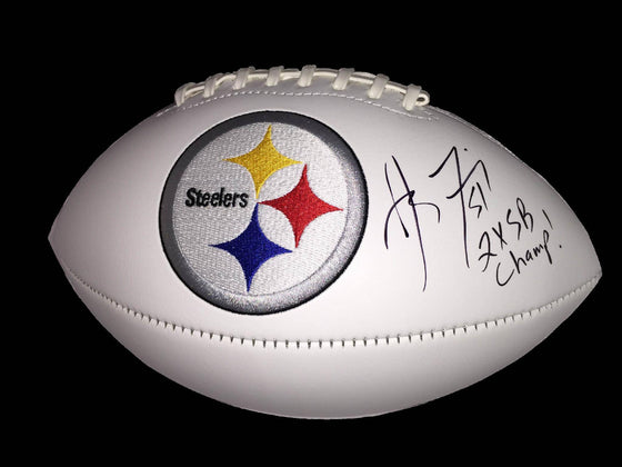 NFL James Farrior Pittsburgh Steelers Autographed Signed Logo Football Insc. 2X SB Champ ( JSA / PSA Pass) 757 - 757 Sports Collectibles