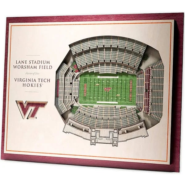 5 Layer Stadium Views 13x17 3D Wood Wall Art - Virginia Tech - 757 Sports Collectibles