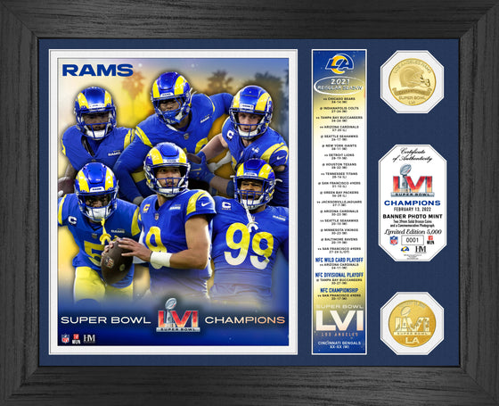 Los Angeles Rams Super Bowl 56 Champions Banner Bronze Coin Photo Mint