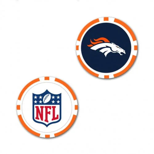 Denver Broncos Oversized Poker Chip Golf Ball Marker (Printed, 40 mm)