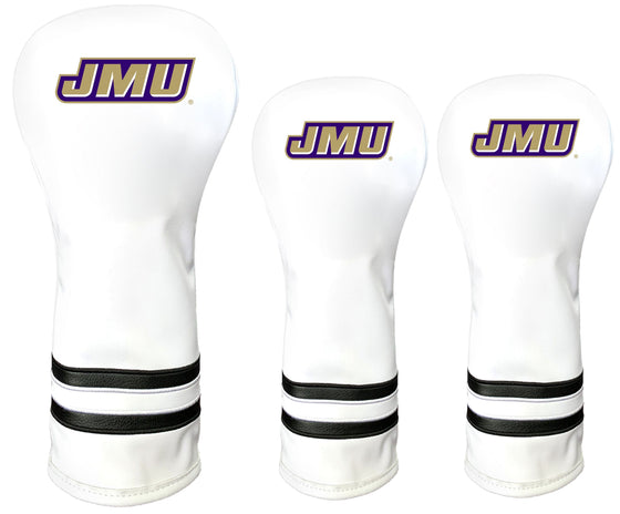 James Madison Dukes 3 Pack Headcovers - Driver, 2 Fairway Woods - Wht