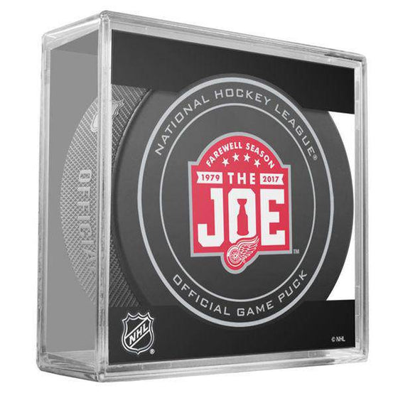NHL Detroit Red Wings Final Season at the Joe Official Game Puck in Display Cube - 757 Sports Collectibles