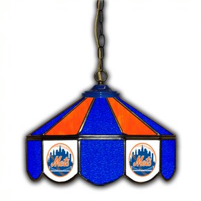 New York Mets 14-in. Stained Glass Pub Light
