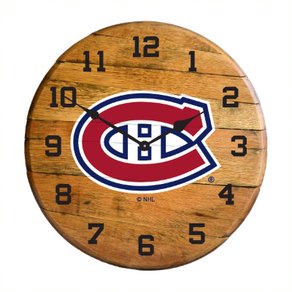 Montreal Canadiens Oak Barrel Clock