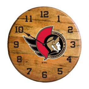 Ottawa Senators Oak Barrel Clock