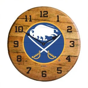Buffalo Sabres Oak Barrel Clock