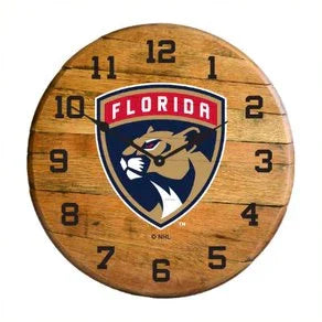 Florida Panthers Oak Barrel Clock