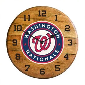 Washington Marlins Oak Barrel Clock