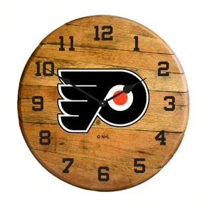 Philadelphia Flyers Oak Barrel Clock