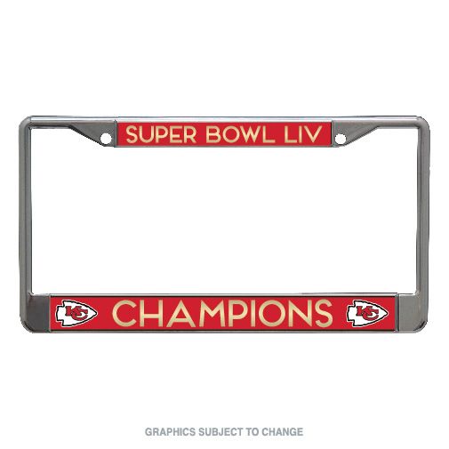 Kansas City Chiefs Super Bowl LIV 54 Champions Laser Cut Chrome License Plate Frame