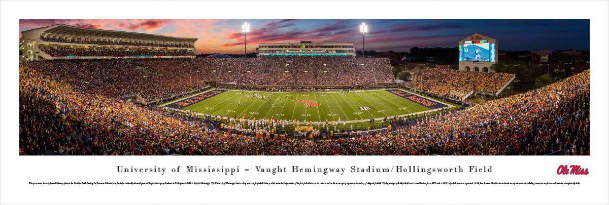 Ole Miss - 50 Yard - Night - Unframed - 757 Sports Collectibles
