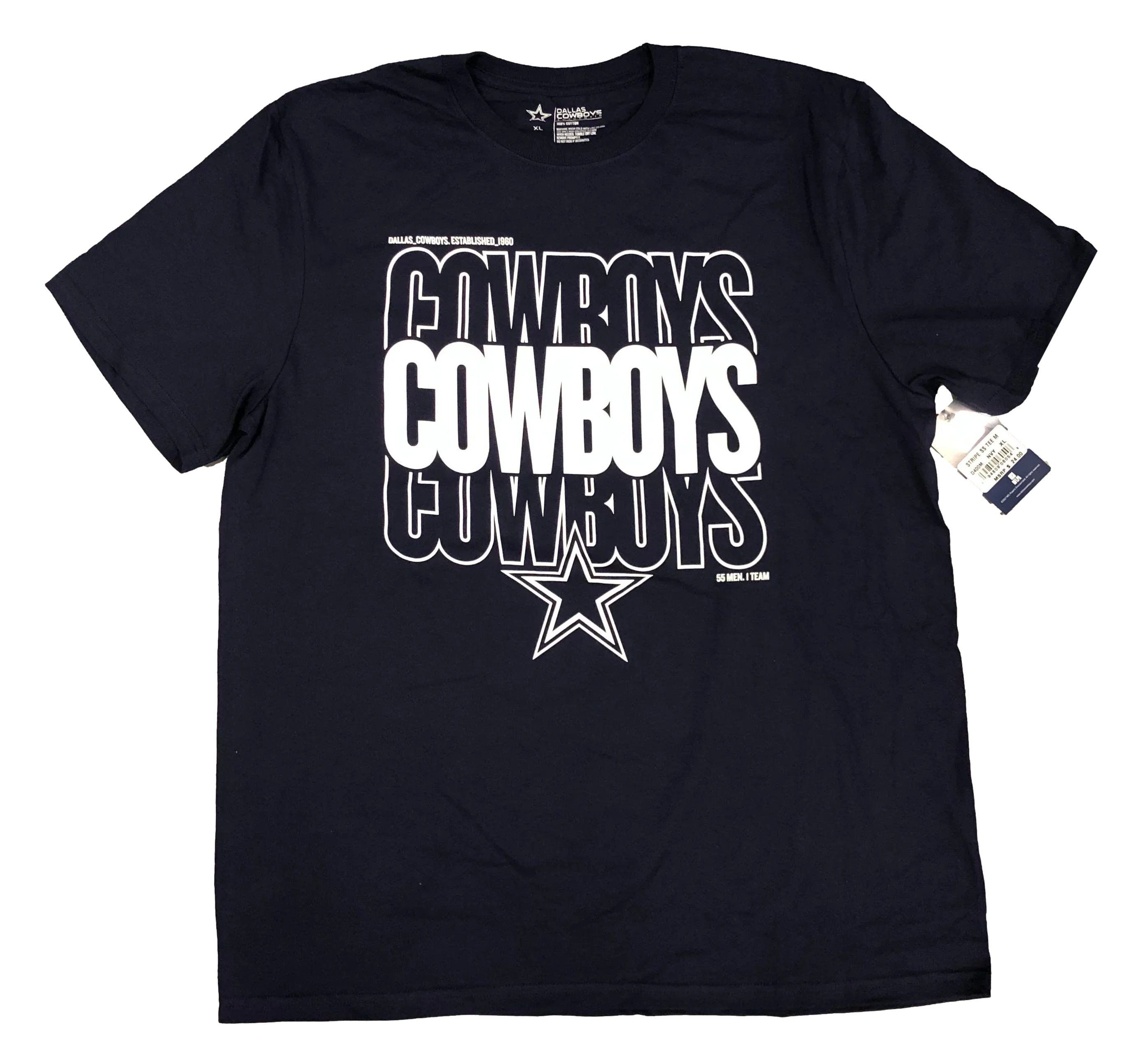Dallas Cowboys Triple Threat Navy T-Shirt - 100% Cotton - All Sizes - 757 Sports Collectibles