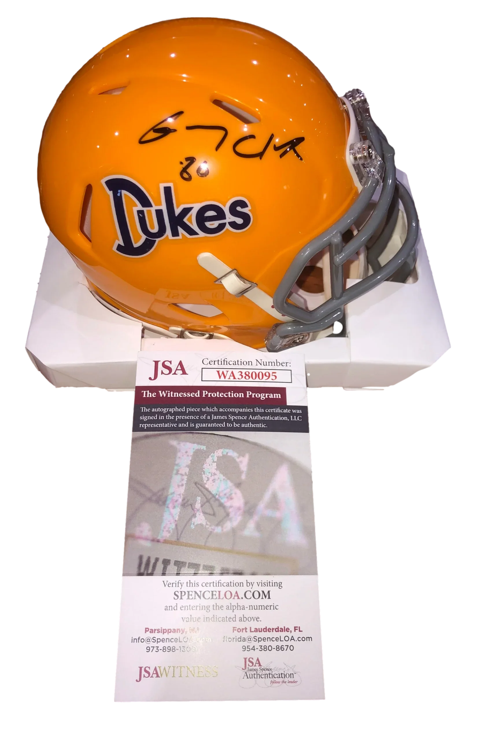 James Madison Dukes Gary Clark 'JMU HOF 94' Signed Auto Mini Helmet - JSA W COA - 757 Sports Collectibles