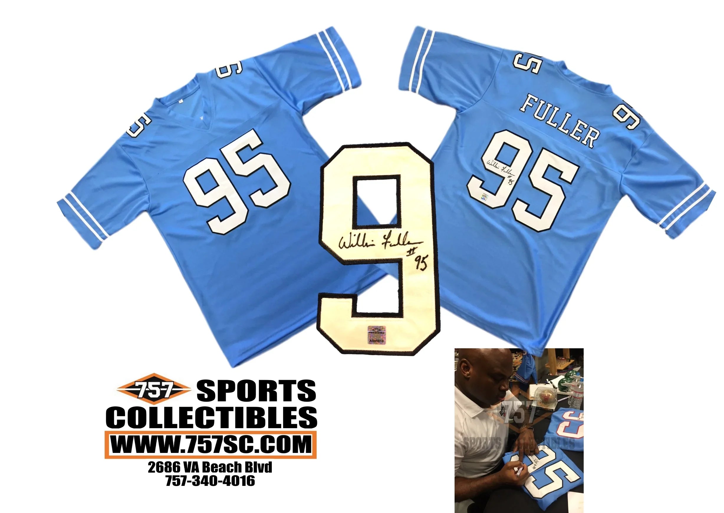 North Carolina UNC Tarheels William Fuller Signed Autographed Blue Custom College Jersey (JSA PSA Pass) 757