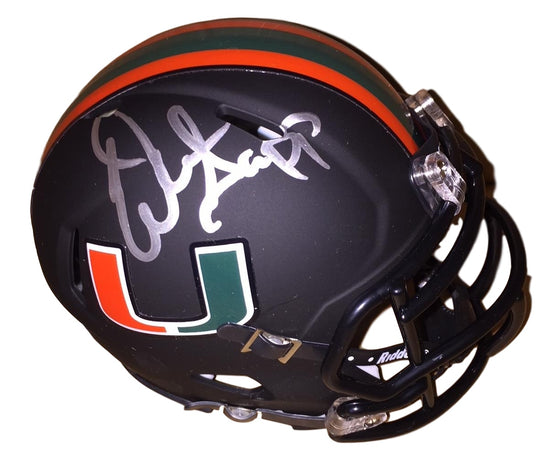 Warren Sapp Miami Hurricanes Autographed Signed Matte Black Mini Helmet - JSA Witnessed Authentication
