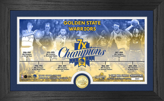 Golden State Warriors 7x NBA Finals Champions Timeline Bronze Coin Photo Mint - 757 Sports Collectibles